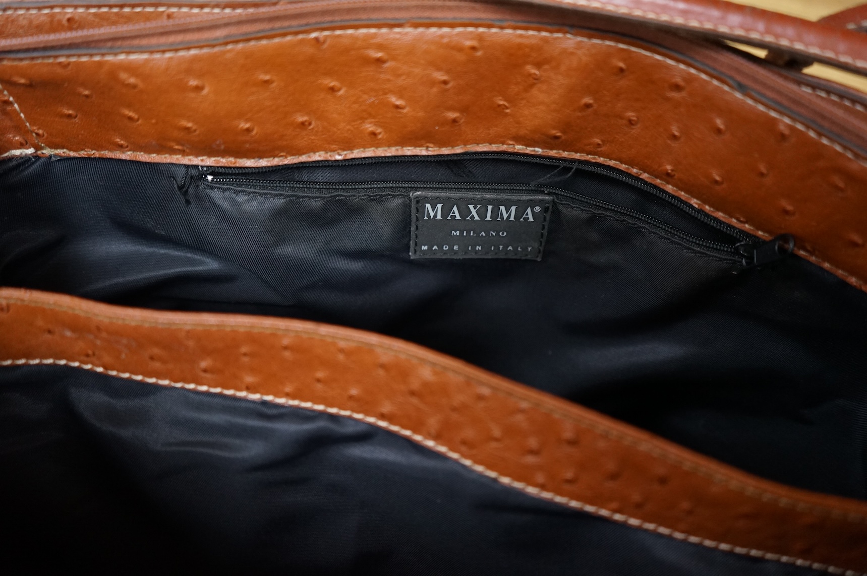 A Marc by Marc Jacobs Standard Supply handbag and an ostrich skin hand bag largest approximately 40cm wide